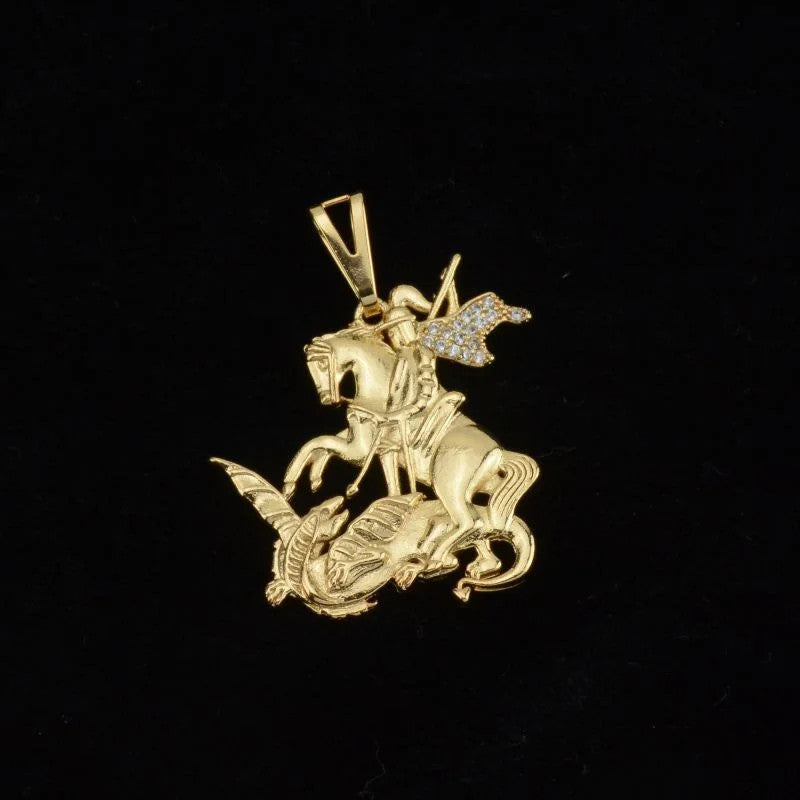 Pingente São Jorge Detalhado com Zircônias