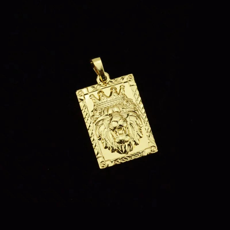 Pingente Leão Placa Média Detalhada