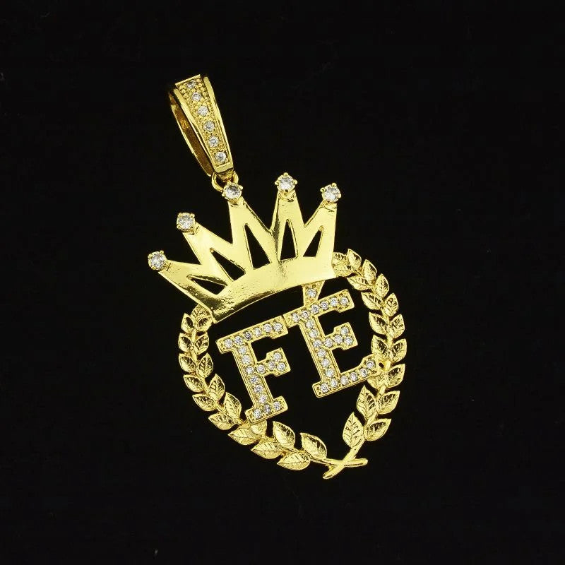 Pingente Fé com Coroa Cravejados em Zircônias