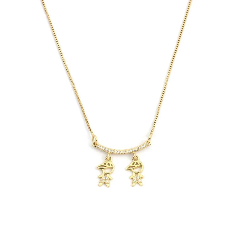 Colar Veneziana com Canga Cravejada e 2 Filhos(a)