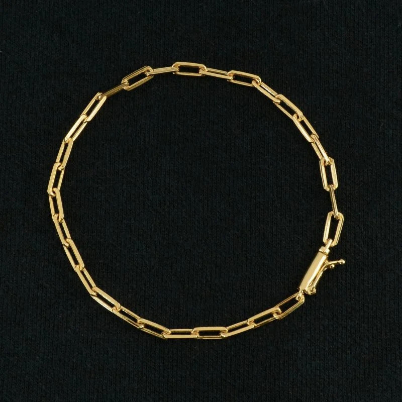 Pulseira Cadeado Alongado 4mm com Fecho Canhão