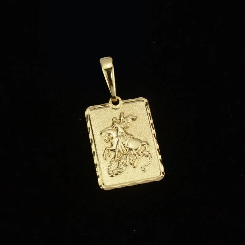 Pingente São Jorge Placa Retangular Detalhada