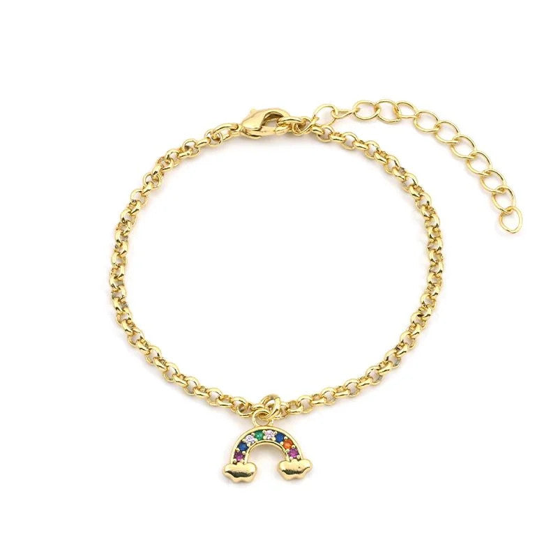 Pulseira Infantil com Pingente Arco Íris Colorido