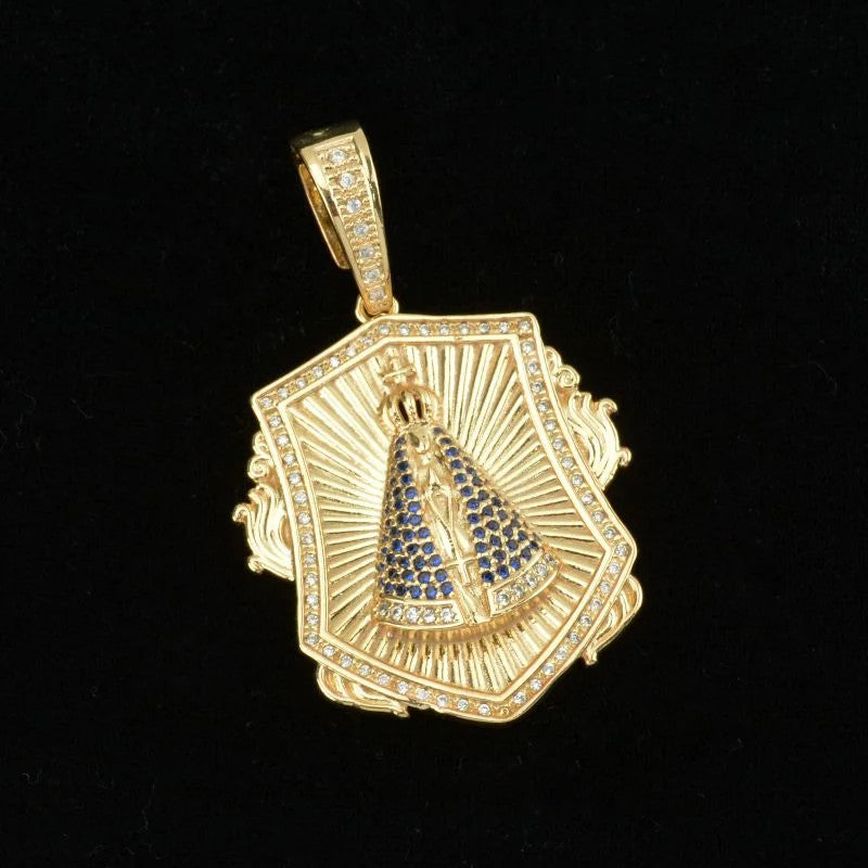 Pingente Geométrico Nossa Senhora Cravejada com Zircônias