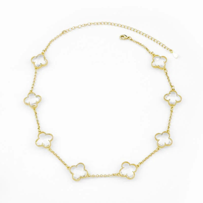 Colar Choker Inspiração Trevos Cristais