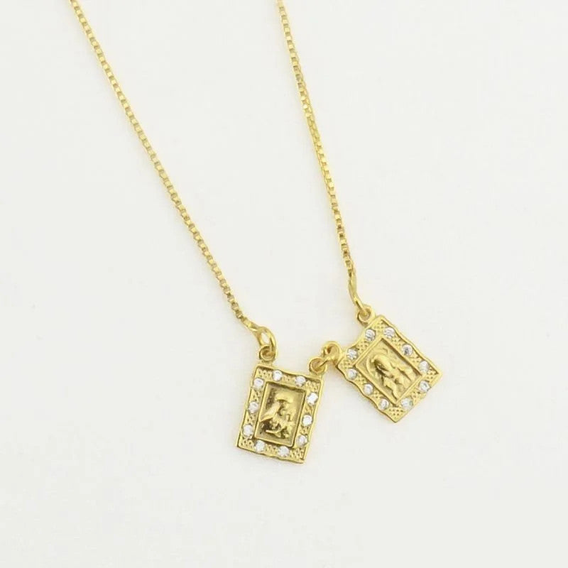 Escapulário Feminino Pingente Jesus e Maria