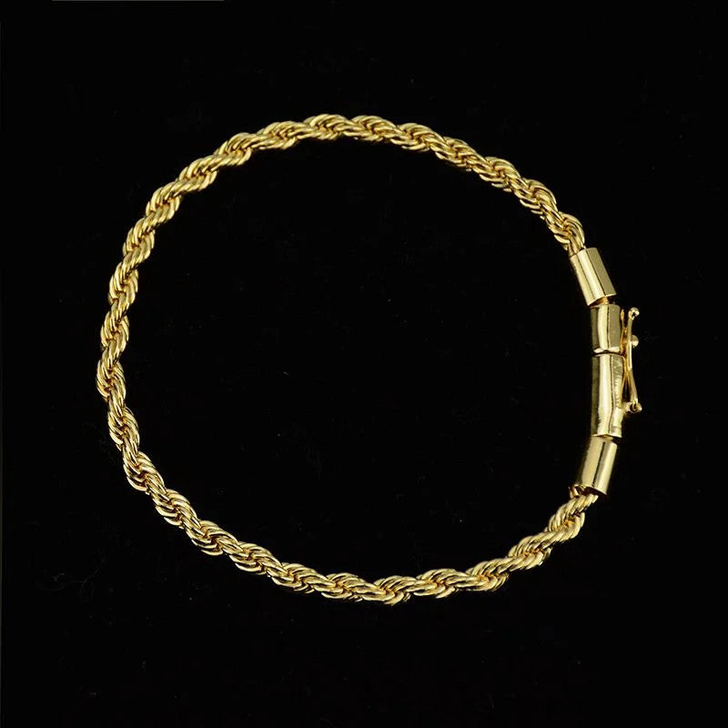 Pulseira Cordão Baiano 4mm F. Canhão Sanfonado